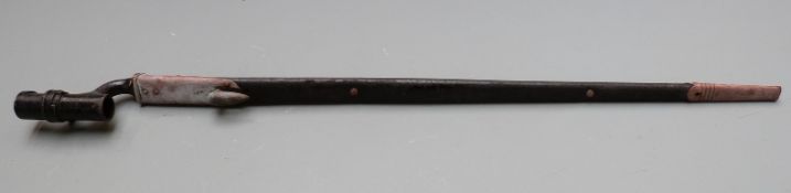 British 1876 pattern Martini Henry socket bayonet with some clear stamps to 55cm blade with first