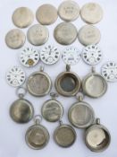 A quantity of railway pocket watch parts comprising nine cases including two LNER, one LNER struck