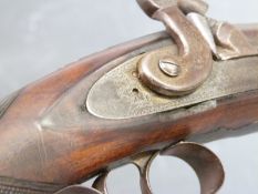 Unnamed 10 bore percussion hammer action gun with engraved lock, hammer, top plate and pineapple