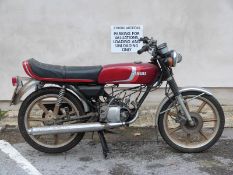 1981 Yamaha RD50 motorbike with 50cc engine (part dismantled) and old style V5 document