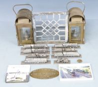 London Northwestern Railway bronze/brass grille 19x19cm with impressed mark, badges, pair of