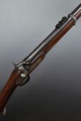 Enfield 1859 pattern percussion hammer action rifle with pop-up ladder sights, steel trigger