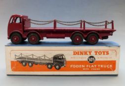 Dinky Supertoys diecast model Foden Flat Truck with Chains, with maroon cab, chassis, bed and