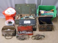 A large quantity of tools including Stilson, Britool socket set, large spanners, Rabone folding