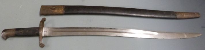 British 1856/58 pattern sword bayonet with some clear stamps, 58cm fullered yataghan blade, with