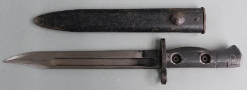 British L1A3 pattern bayonet with 20cm fullered 'bowie' style blade and scabbard