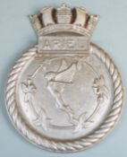 HMS Aerial metal plaque, 17cm diameter