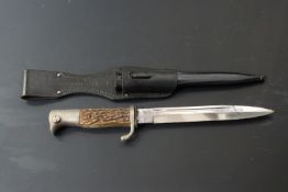 German KS98 pattern bayonet with Julius Krebs maker's mark to ricasso, staghorn style grips, 20cm