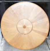 Large oak circular stand with segment type construction, diameter 140cm. Consigned by a Royal Navy