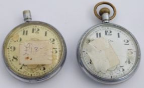 Two British Railways Scottish Region Recta keyless winding open faced pocket watches, both with