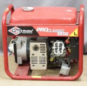 Pro Classic 3500 petrol generator by Briggs and Stratton Power Products, with 110 and 130v leads