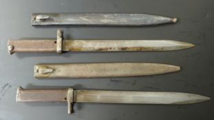 Two German Ersatz all steel bayonets, one stamped 5717 to cross piece, the other 9870284 to grip,