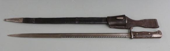 German S98 pattern sawback bayonet, some clear stamps, Erfurt makers with 52cm sawback blade,