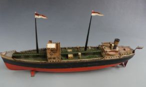 Fleischmann (Germany) clockwork tinplate single Funnel 'Esso Tanker Shipping Company ' ship with red