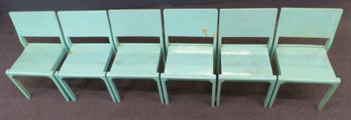 Set of six retro/mid-century design Alvar Aalto model 611 stackable chairs with 'Aalto design,