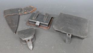 American Civil War era accoutrements comprising three pouches, the smallest being for percussion