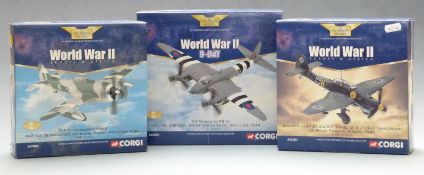 Three Corgi The Aviation Archive World War II 1:72 scale diecast model aeroplanes Europe & Africa