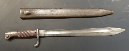 German 1898/05 pattern bayonet later type with muzzle ring trimmed and flashguard, clear stamps,