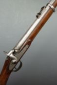Tipping and Lawden percussion hammer action rifle with named and line engraved lock, engraved