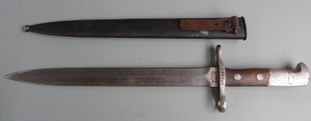 Swiss 1918 pattern Schmidt Rubin bayonet, Waffenfabrik Neuhausen to ricasso, 576962 to crosspiece,