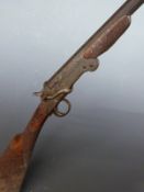 Belgian .410 single barrelled folding poacher's shotgun with chequered grip and forend and 27.5 inch