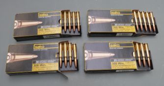 Eighty Sako .308 Win rifle cartridges, in original boxes. PLEASE NOTE THAT A VALID RELEVANT