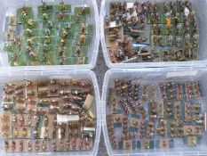 A very large collection of 25mm scale hand painted white metal war gaming soldiers.