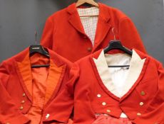 Three hunting jackets/pinks including two with buttons for Heythrop Hunt (two different button