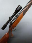Sako 75 Hunter .25-06REM bolt-action rifle with chequered semi-pistol grip, raised cheek piece,