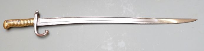 Belgium 1868 pattern yataghan bayonet for the Terrassen rifle, Weyersberg maker's mark to ricasso