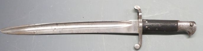 British 1856/58 pattern Cadet sword bayonet with some clear stamps and fullered blade shortened to