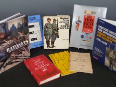 Eight books of military interest including The Thin Red Line, Bayonets of the First World War and
