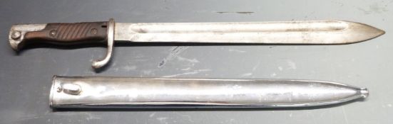 German 1898/05 pattern bayonet later type with muzzle ring trimmed and flashguard, Waffenfabrik