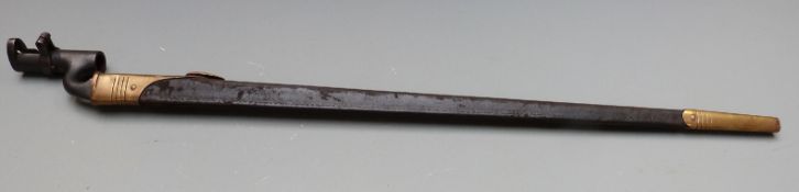 British 1895 pattern socket bayonet with some clear stamps to 55cm blade, with scabbard
