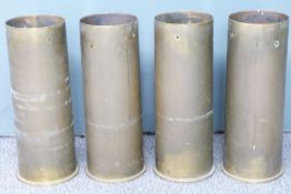 Four British Royal Navy 4.5inch Mk 3-5 gun brass shell cases dated 1970, length 41cm. Consigned by a