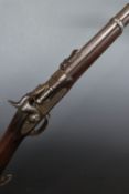 Enfield 1863 .577 breech loading Snider action rifle with lock stamped with crown over 'VR' cypher