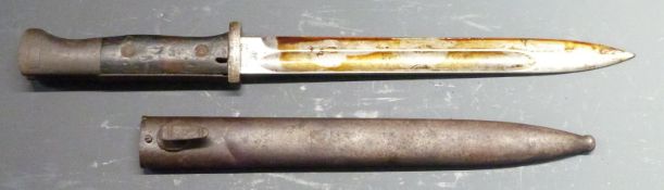 German 84/98 pattern bayonet with flashguard, J A Henckels to ricasso, 25cm fullered blade and