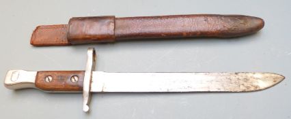 Canadian M1910 pattern ceremonial knife bayonet for the Ross rifle with some stamps to pommel,