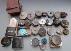 Twenty mainly trout fly fishing reels including Roddymatic 34 in box, Martin Mohawk automatic, Abu
