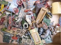 One-hundred-and-six Britians and similar lead model farm animals, figures and accessories.