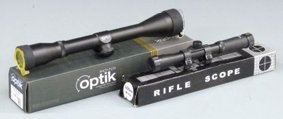 Two gun scopes, one Richter Optik 4x40 the other 4x20, both in original boxes.