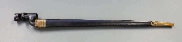 British 1853 pattern socket bayonet, some clear stamps to 43cm blade, and 262 to frog stud, with