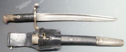 British 1856/58 pattern Cadet sword bayonet with some clear stamps, fullered blade shortened to