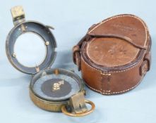 British Army WWI compass Number 71971 dated 1917 with leather case by J B Brooks and Co Ltd 1912