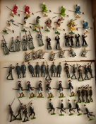 Sixty-five Britains and similar metal model soldiers including Navy, American infantry, German