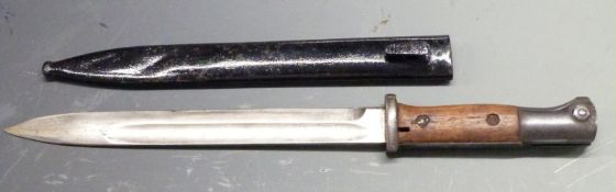 German 84/98 pattern bayonet with flashguard, Gottlieb Hammesfahr Solingen Foche to ricasso, 25cm
