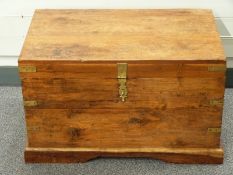 A 19thC brass bound fruitwood/hardwood chest with two handles, W76 D48 H46
