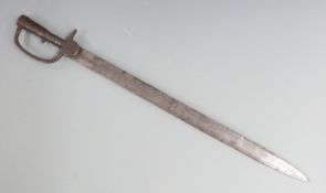 Indian made all steel sword bayonet engraved Langet with ribbed hilt, probably inspired by British