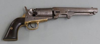 Colt .36 five shot single action revolver with brass strap, cylinder engraved 'Merzifvonameli'