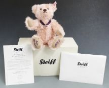 Steiff The Queen's 90th Birthday Teddy bear, limited edition 1456 with pale pink mohair and crown